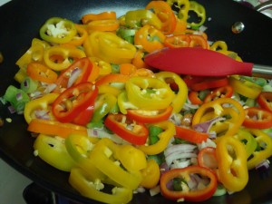 cooking bell pepper pulao